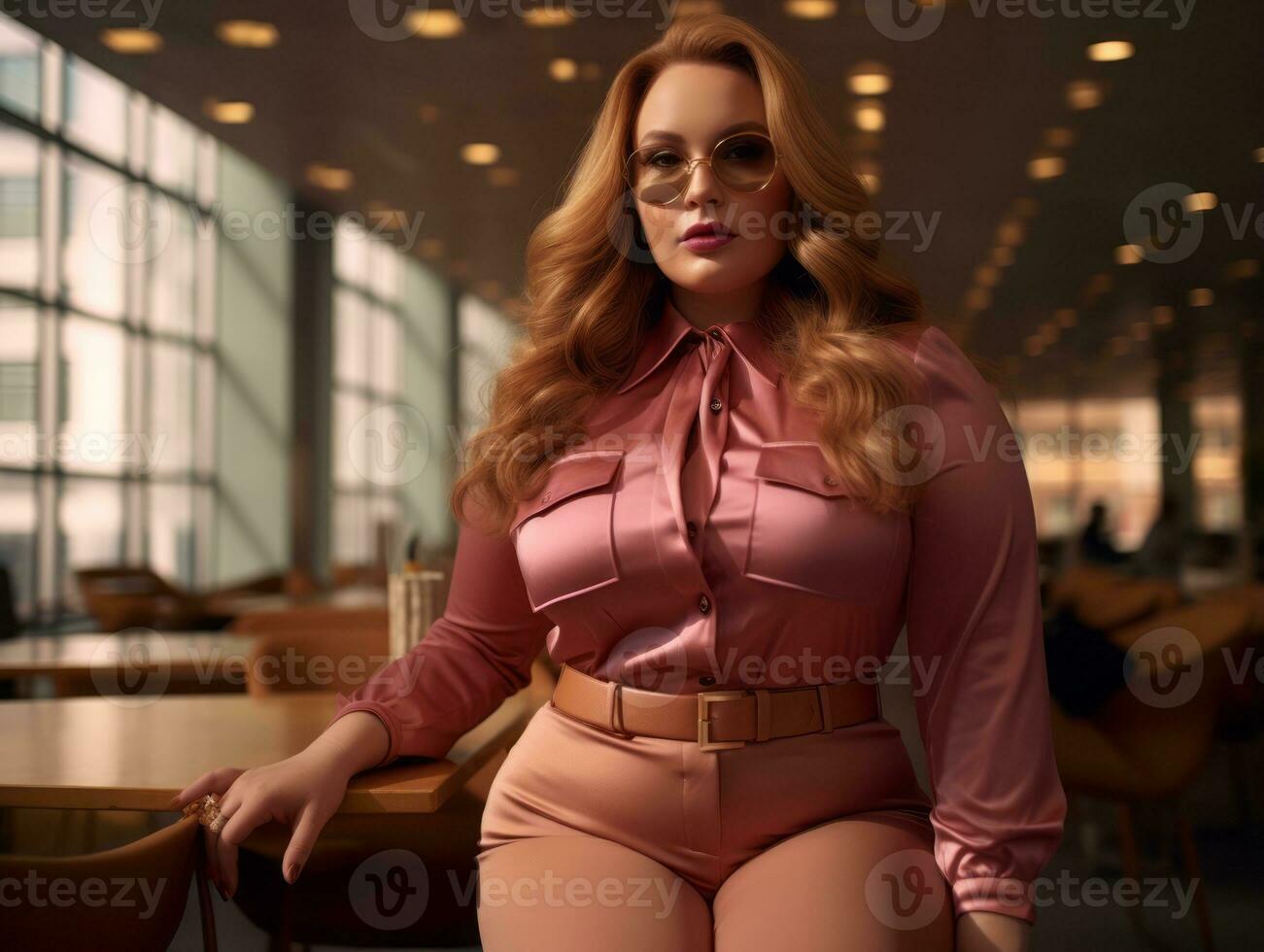 Stylish plus-size woman manager in a professional outfit AI Generative photo