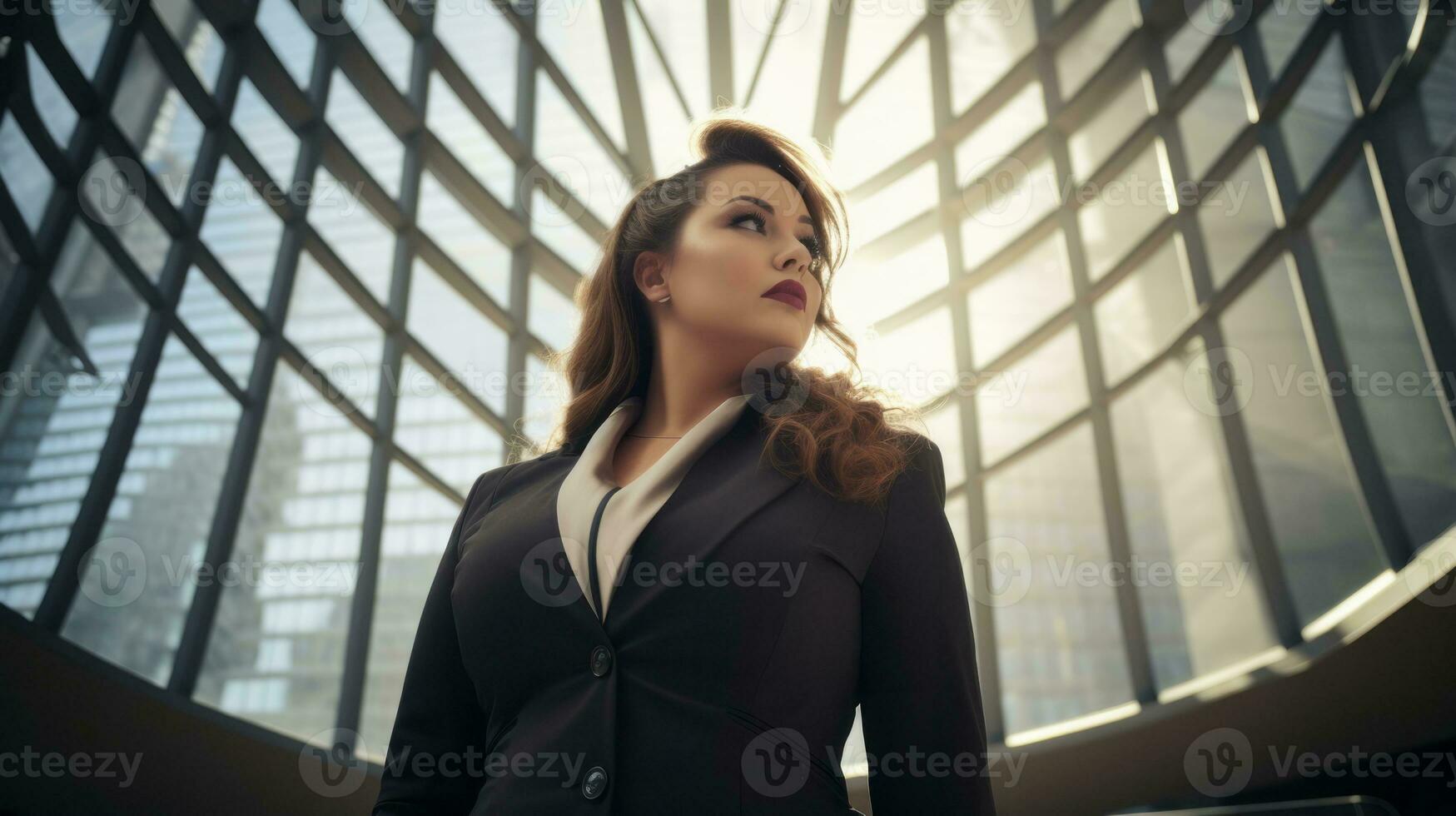 Stylish plus-size woman manager in a professional outfit AI Generative photo