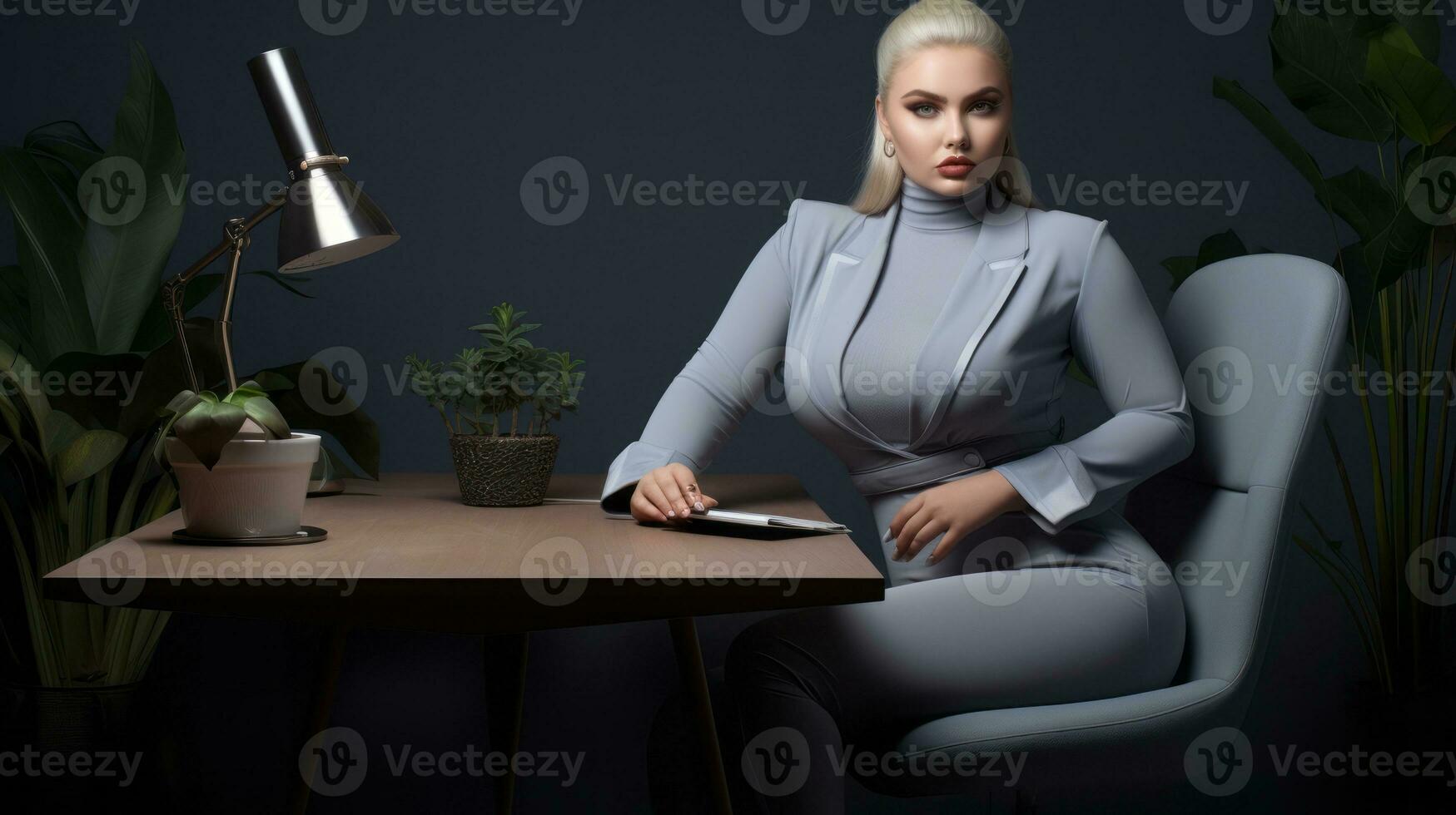 Stylish plus-size woman manager in a professional outfit AI Generative photo