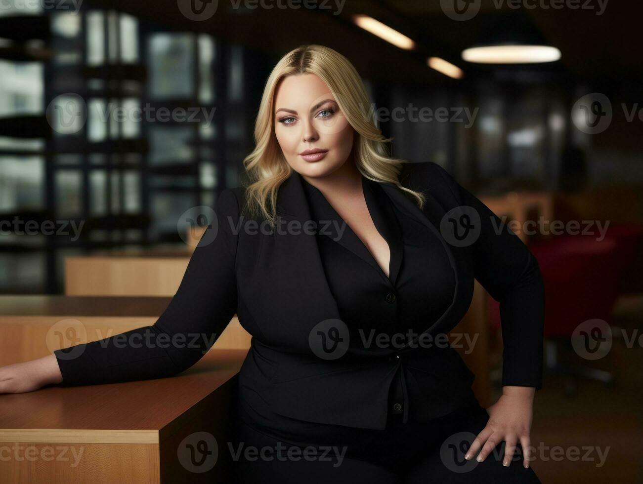 Stylish plus-size woman manager in a professional outfit AI Generative photo