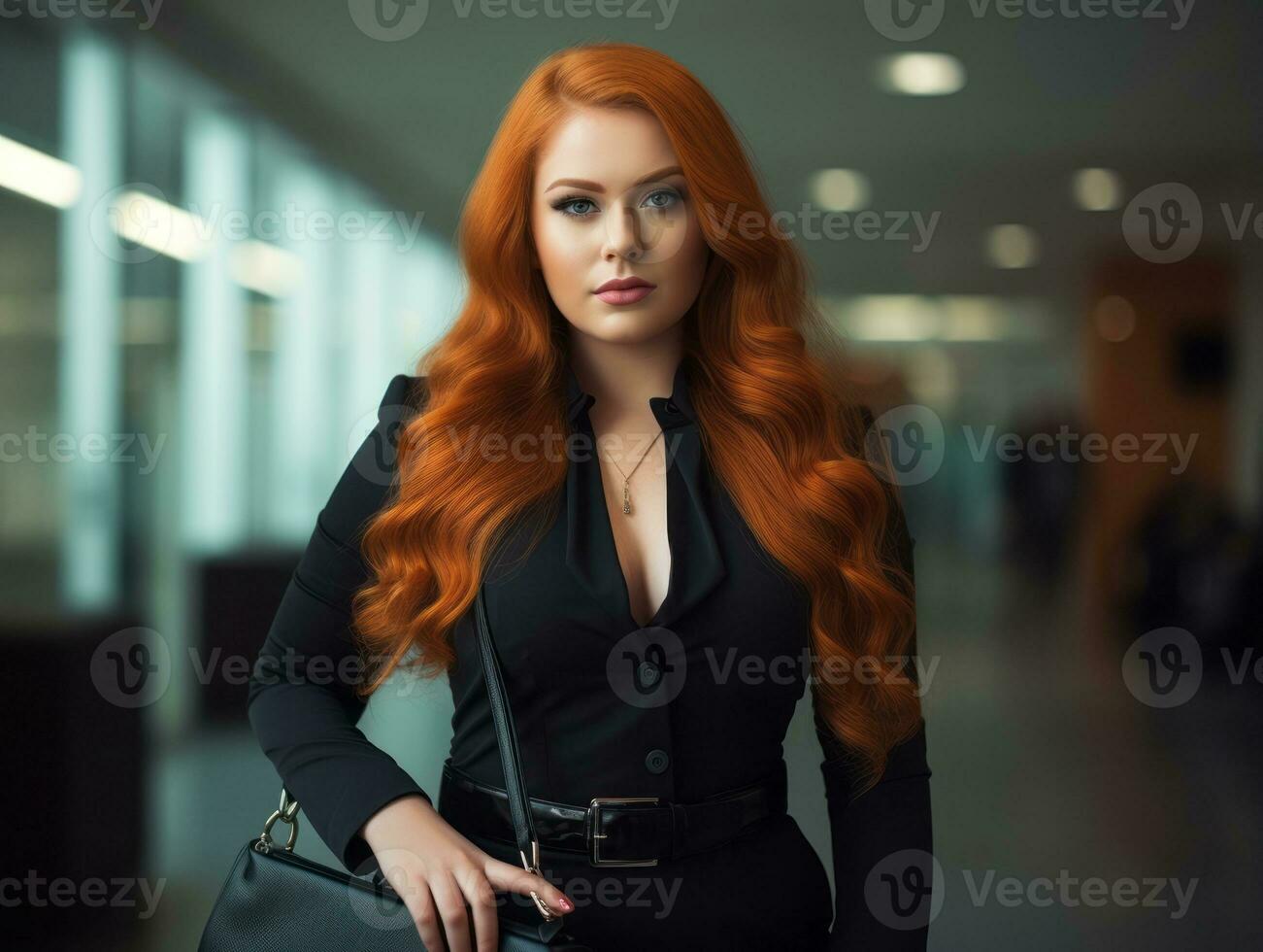 Stylish plus-size woman manager in a professional outfit AI Generative photo