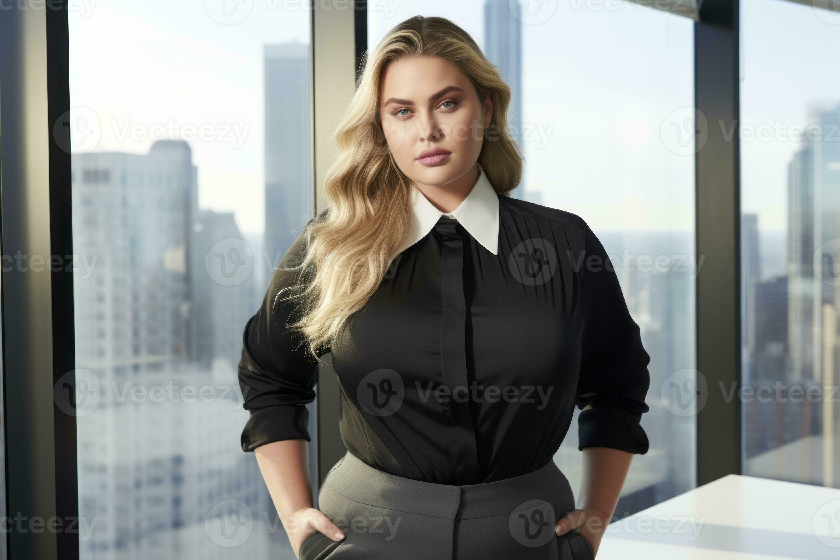 Plus size women business worker in office. Lady manager in business suit  full length. AI generative 33878065 Stock Photo at Vecteezy