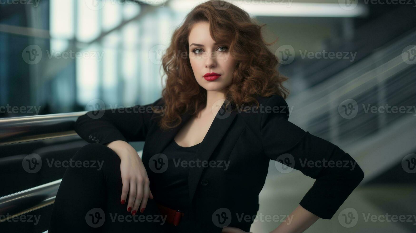Stylish plus-size woman manager in a professional outfit AI Generative photo