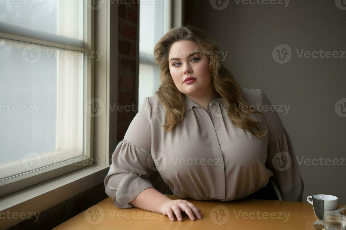 Stylish plus-size woman manager in a professional outfit AI Generative photo