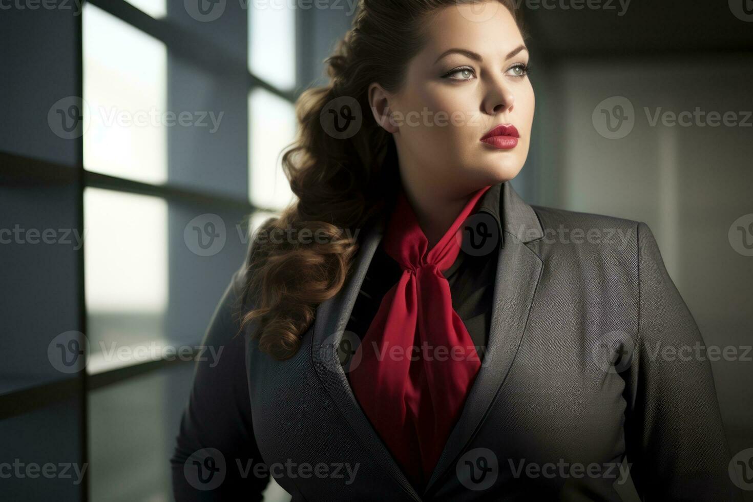 Stylish plus-size woman manager in a professional outfit AI Generative photo