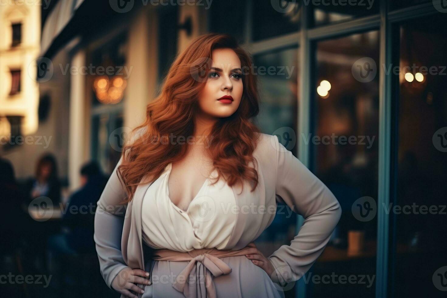 Stylish plus-size woman manager in a professional outfit AI Generative photo
