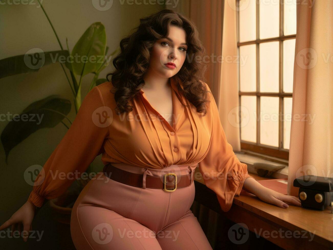 Stylish plus-size woman manager in a professional outfit AI Generative photo