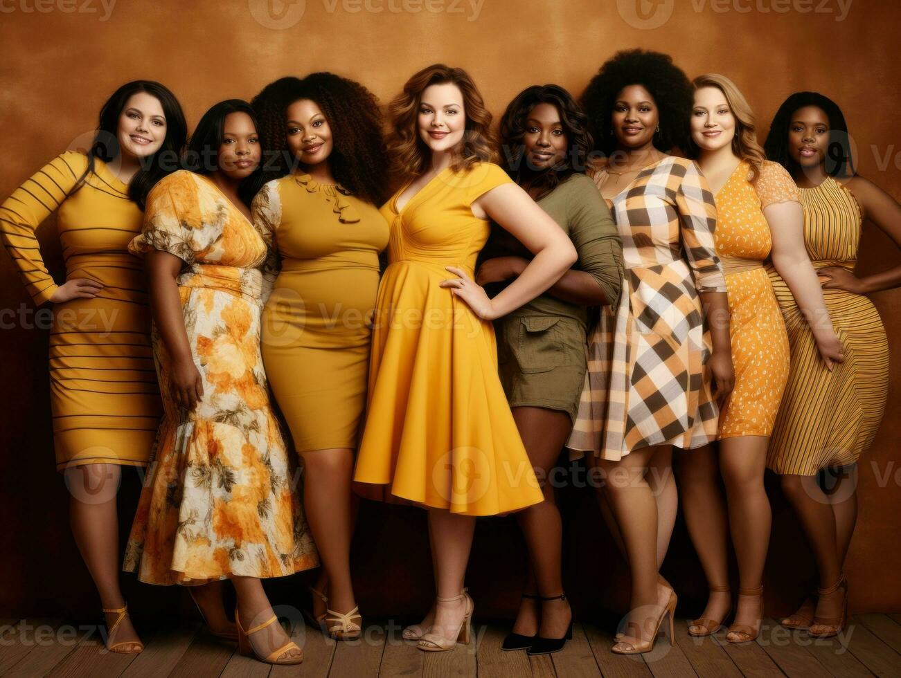 celebrando el belleza de diverso cuerpo formas y tamaños ai generativo foto