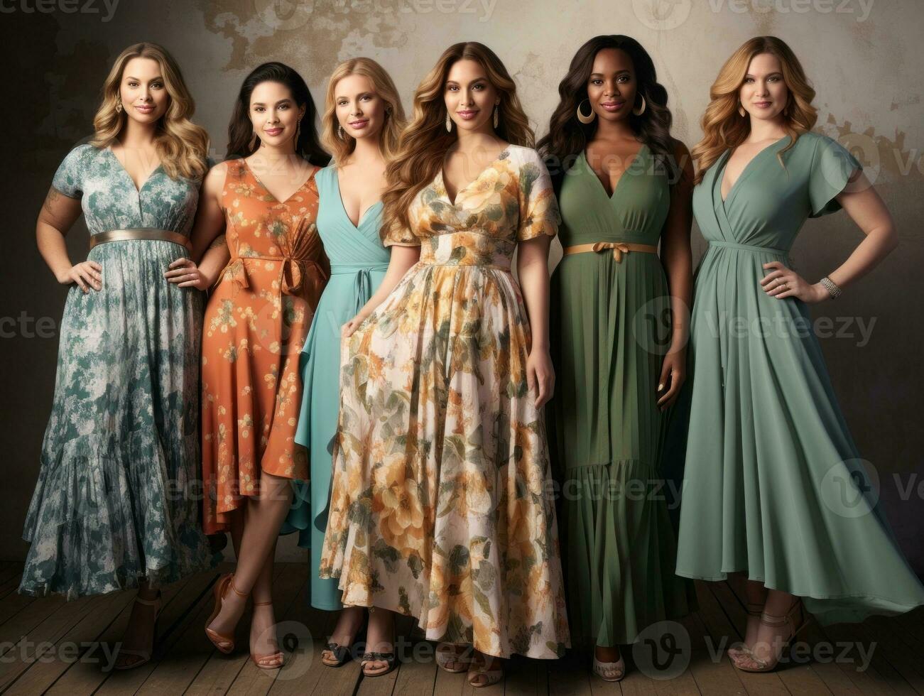 celebrando el belleza de diverso cuerpo formas y tamaños ai generativo foto