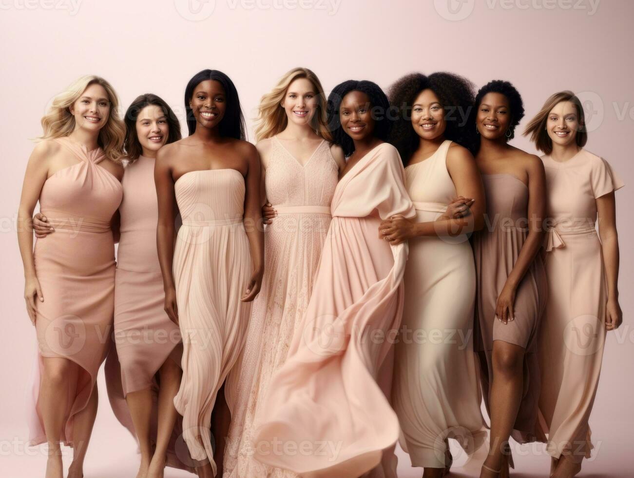 celebrando el belleza de diverso cuerpo formas y tamaños ai generativo foto