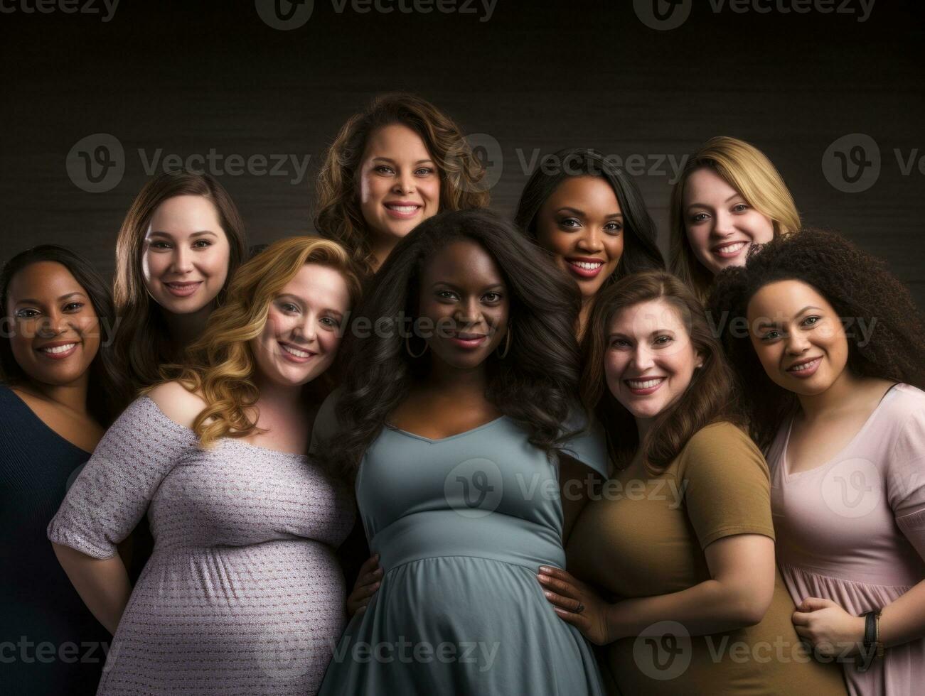 celebrando el belleza de diverso cuerpo formas y tamaños ai generativo foto