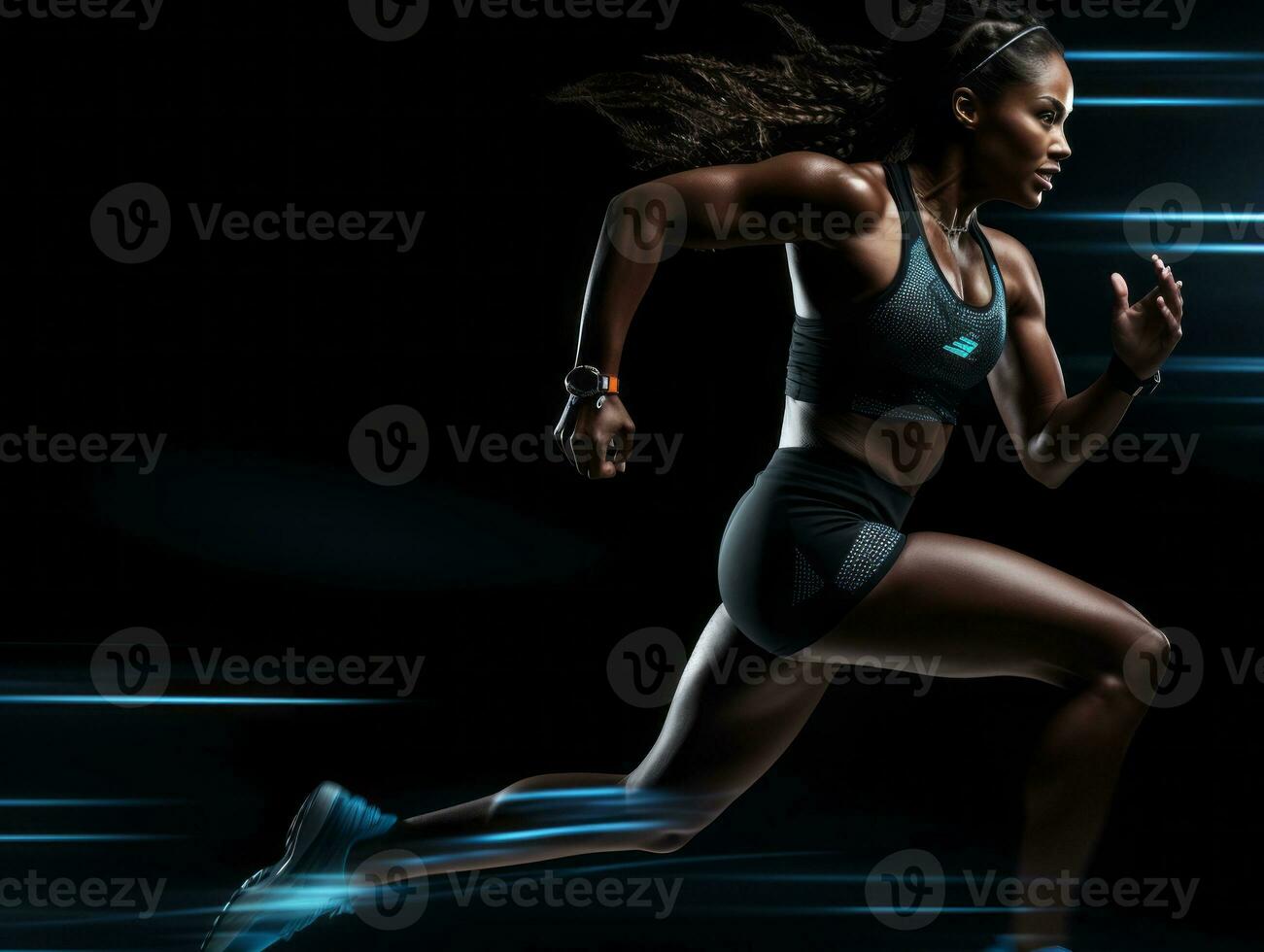 Dynamic Photograph of Female athlete AI Generative photo