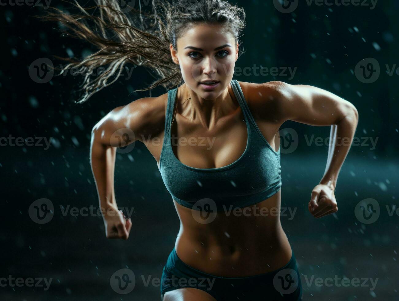 Dynamic Photograph of Female athlete AI Generative photo