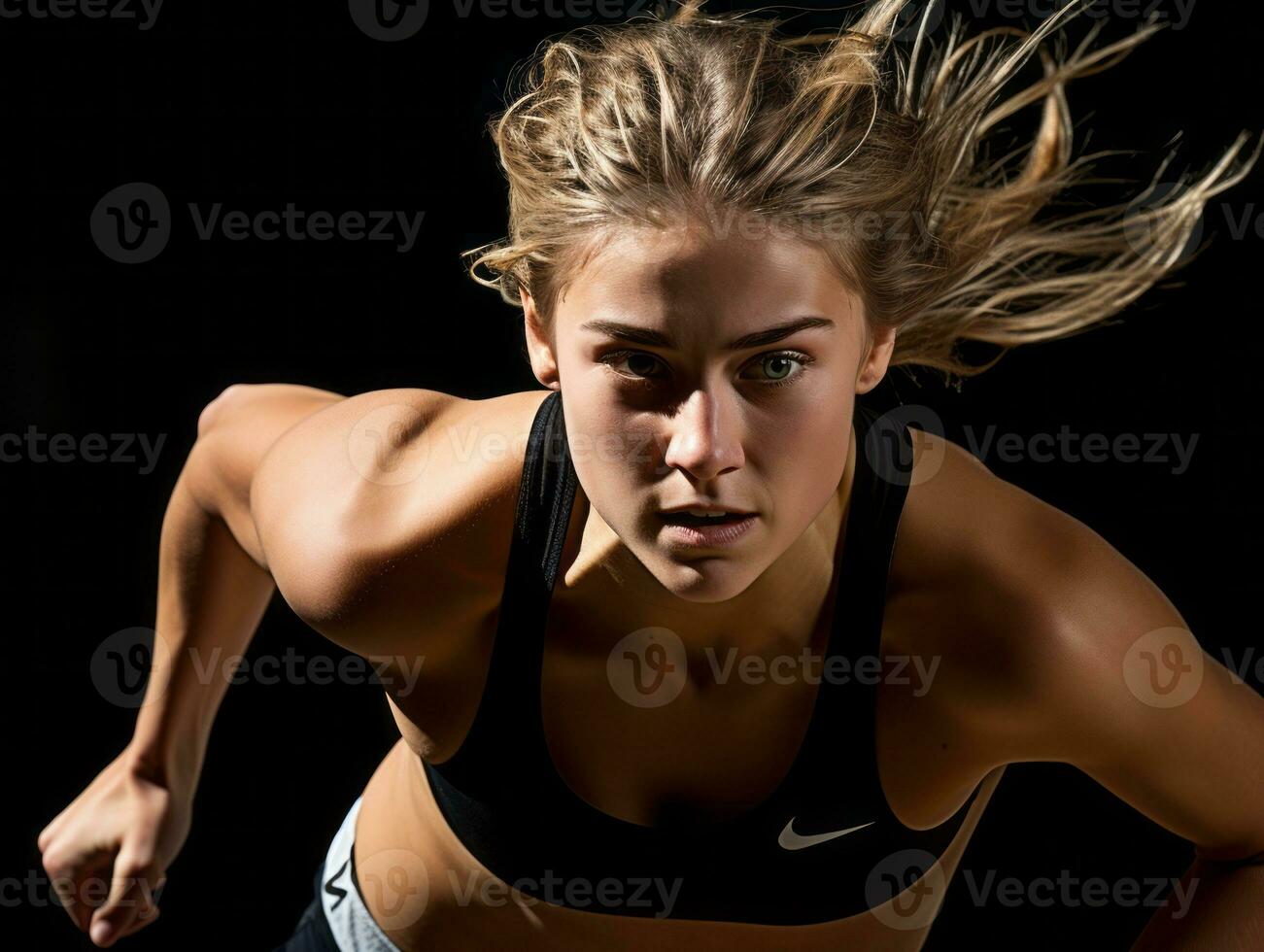 Dynamic Photograph of Female athlete AI Generative photo