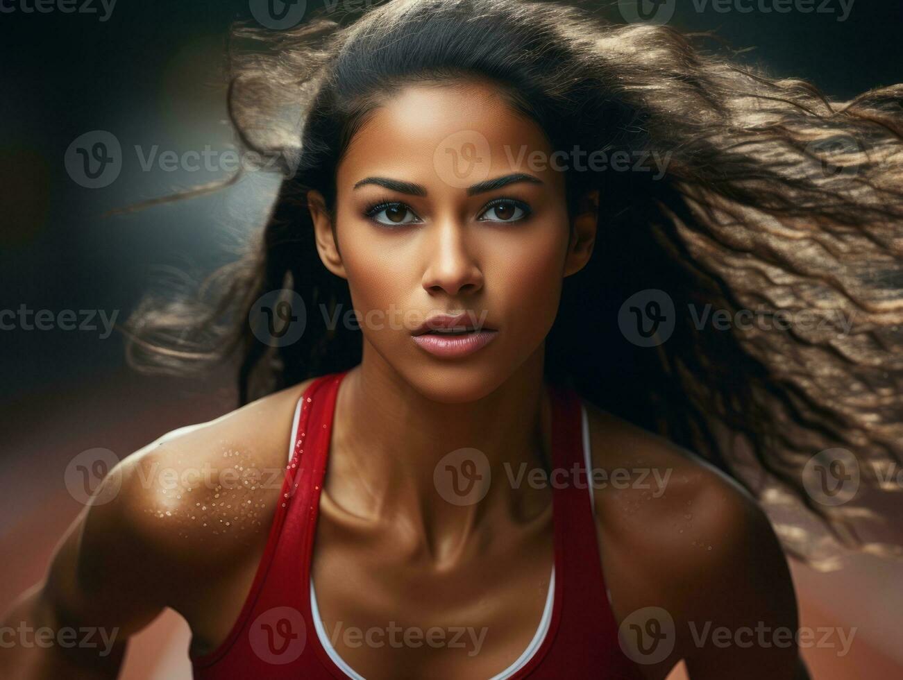 Dynamic Photograph of Female athlete AI Generative photo