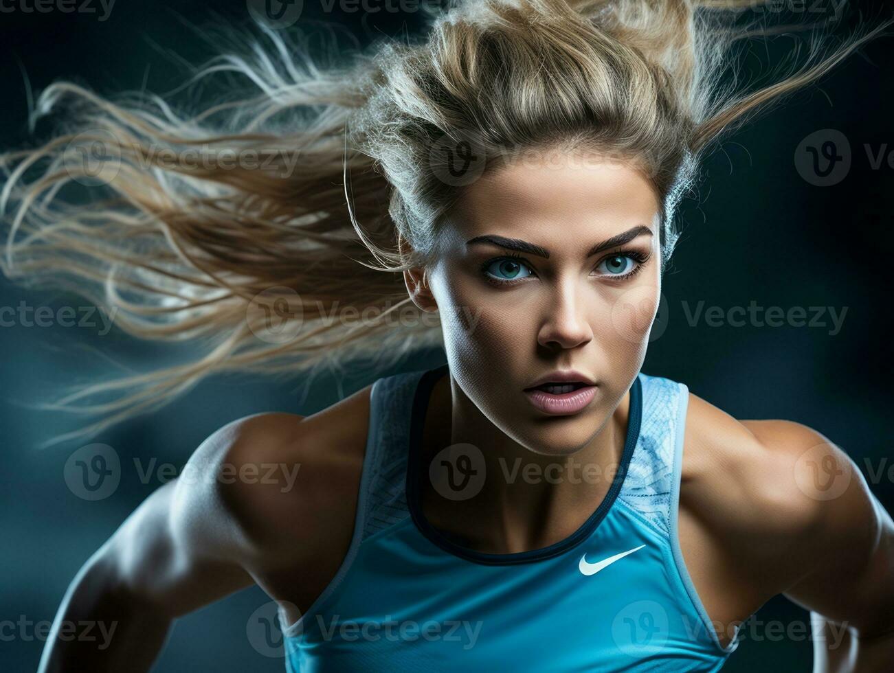 Dynamic Photograph of Female athlete AI Generative photo