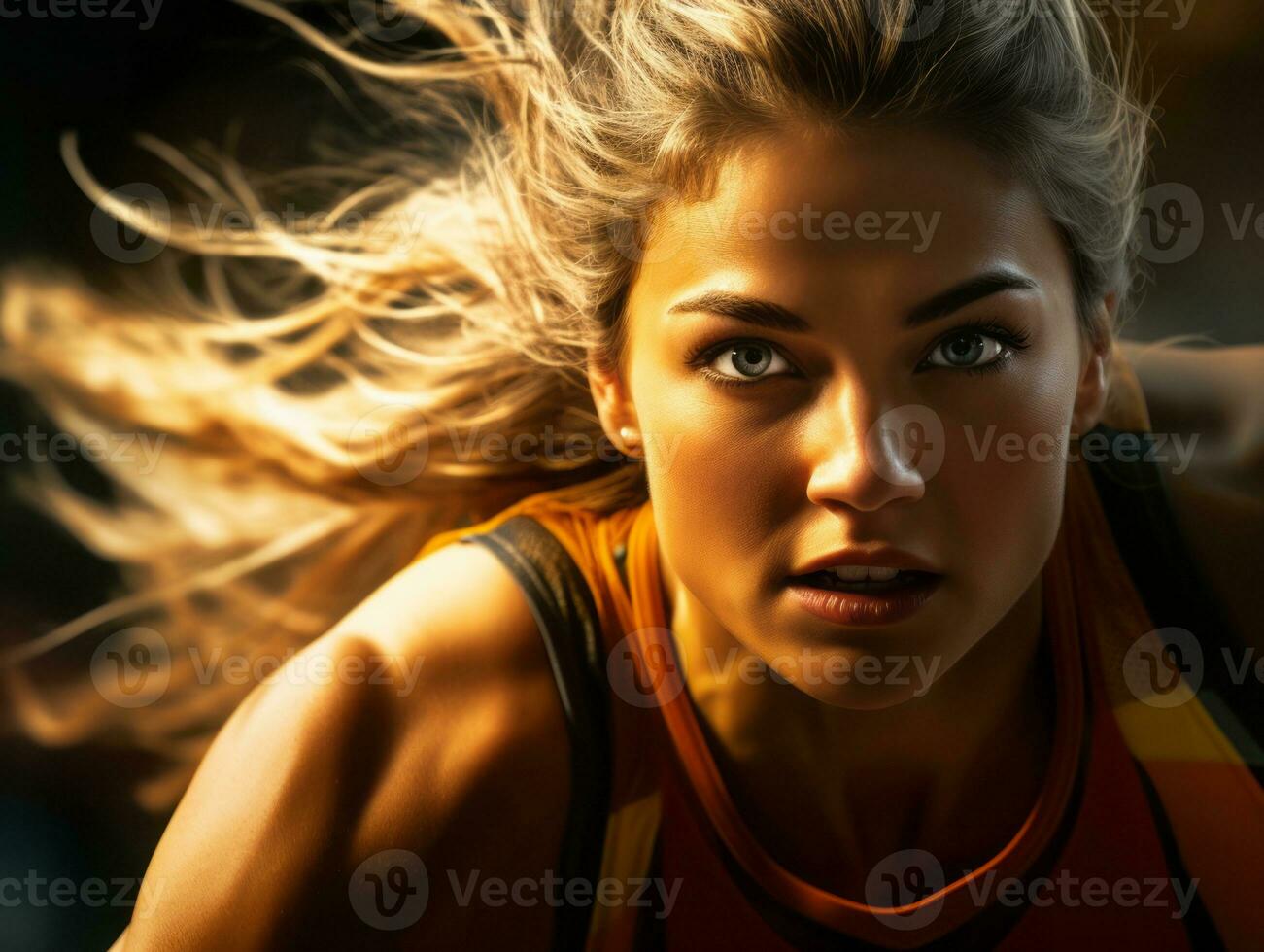 Dynamic Photograph of Female athlete AI Generative photo