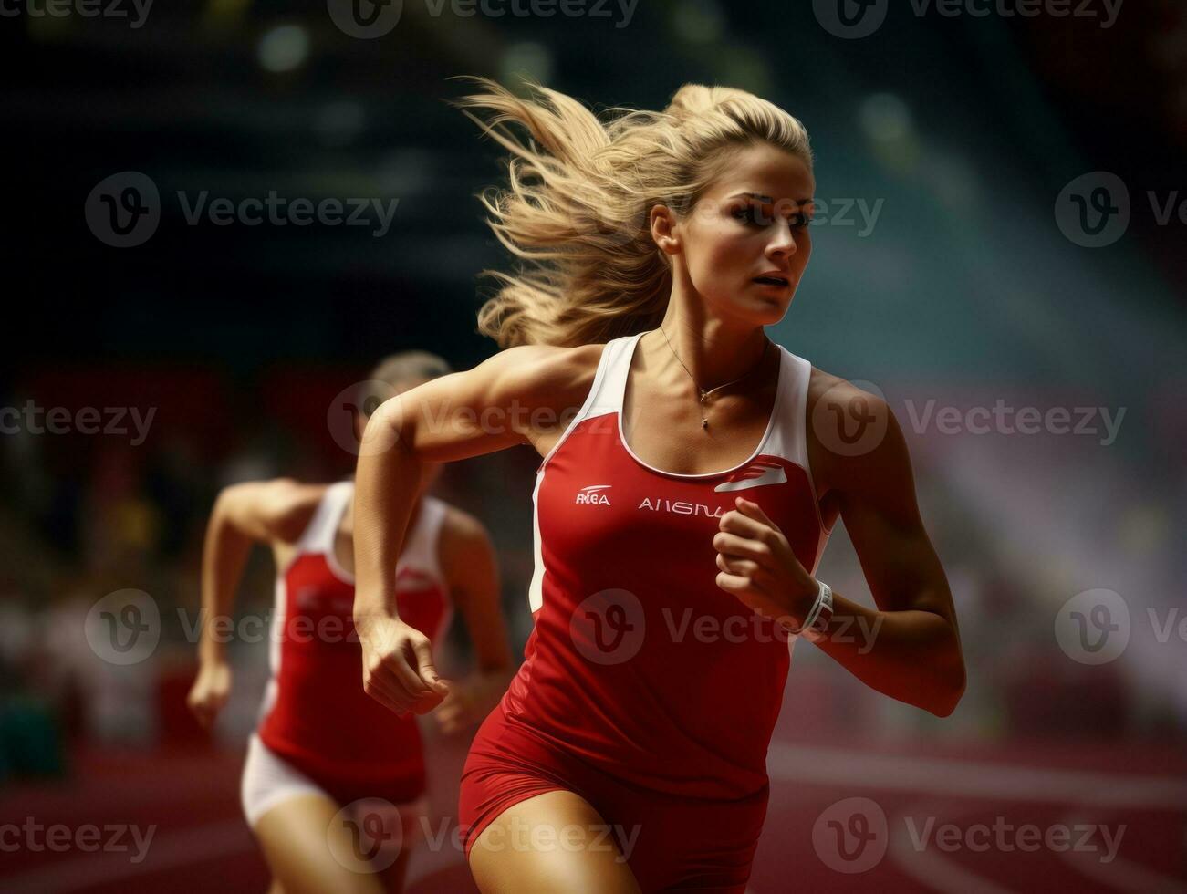 dinámica fotografía de hembra atleta ai generativo foto