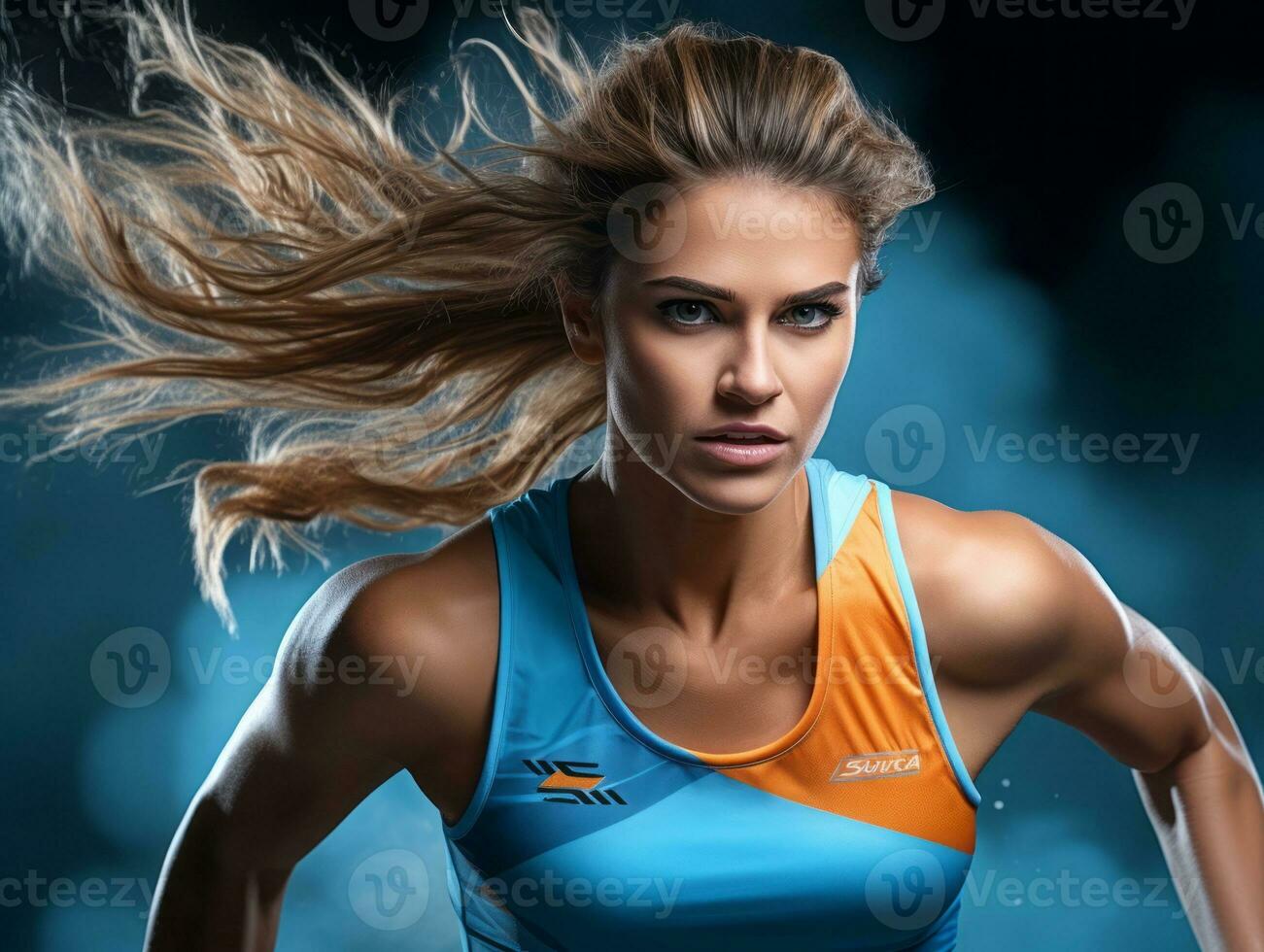 Dynamic Photograph of Female athlete AI Generative photo