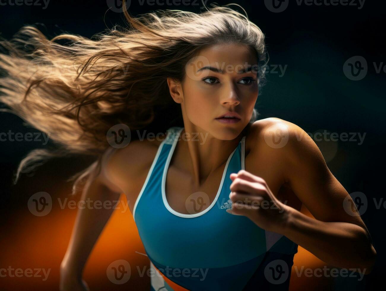 Dynamic Photograph of Female athlete AI Generative photo