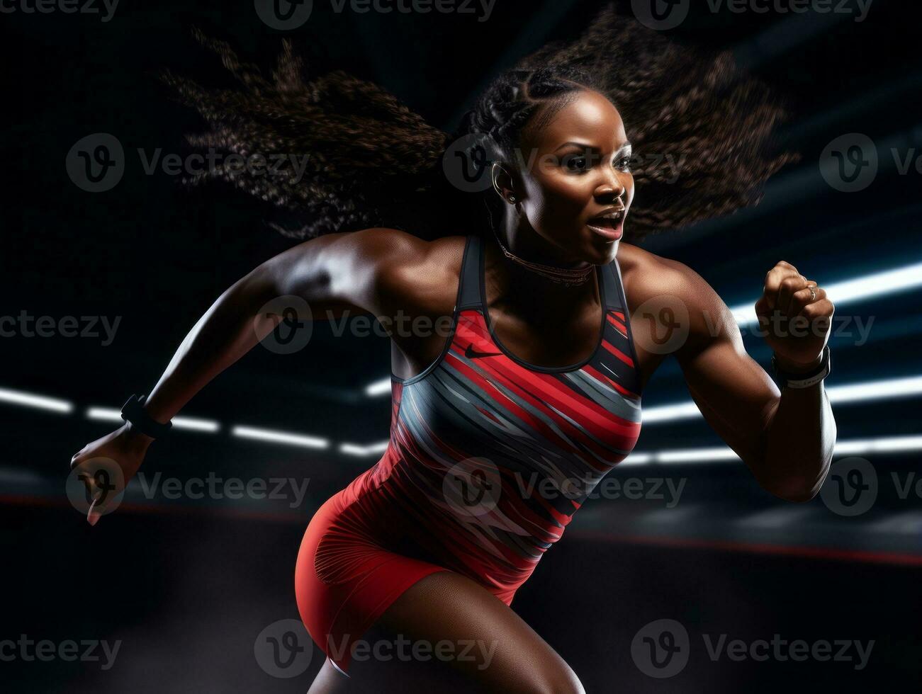 Dynamic Photograph of Female athlete AI Generative photo