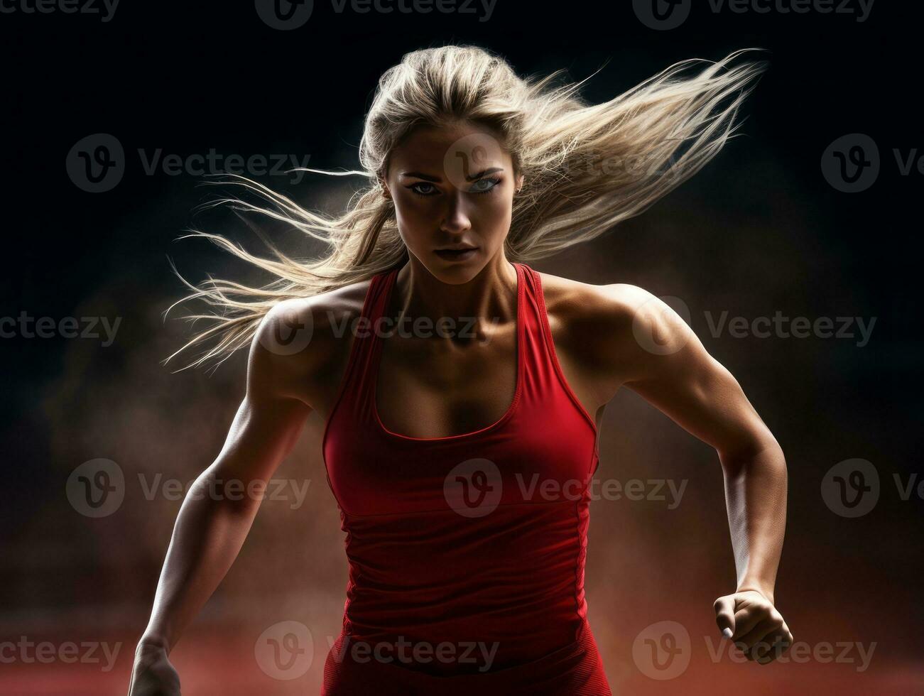 Dynamic Photograph of Female athlete AI Generative photo