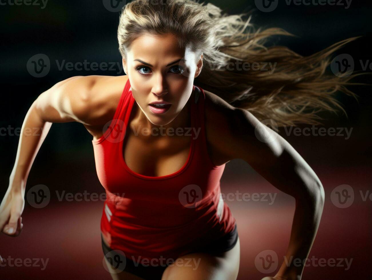 Dynamic Photograph of Female athlete AI Generative photo