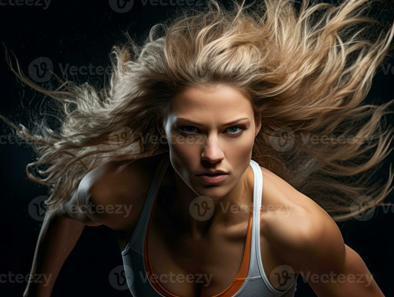 Dynamic Photograph of Female athlete AI Generative photo