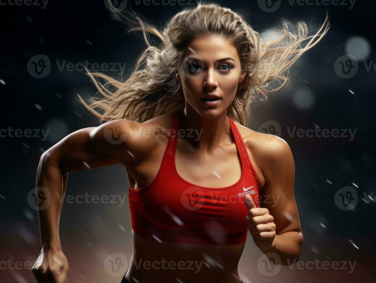 Dynamic Photograph of Female athlete AI Generative photo