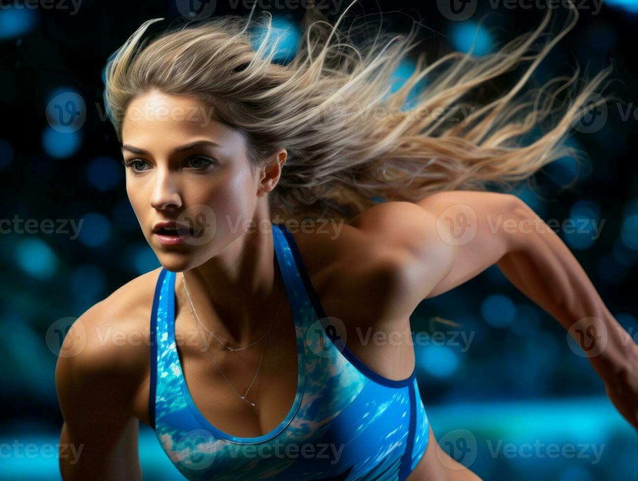 Dynamic Photograph of Female athlete AI Generative photo