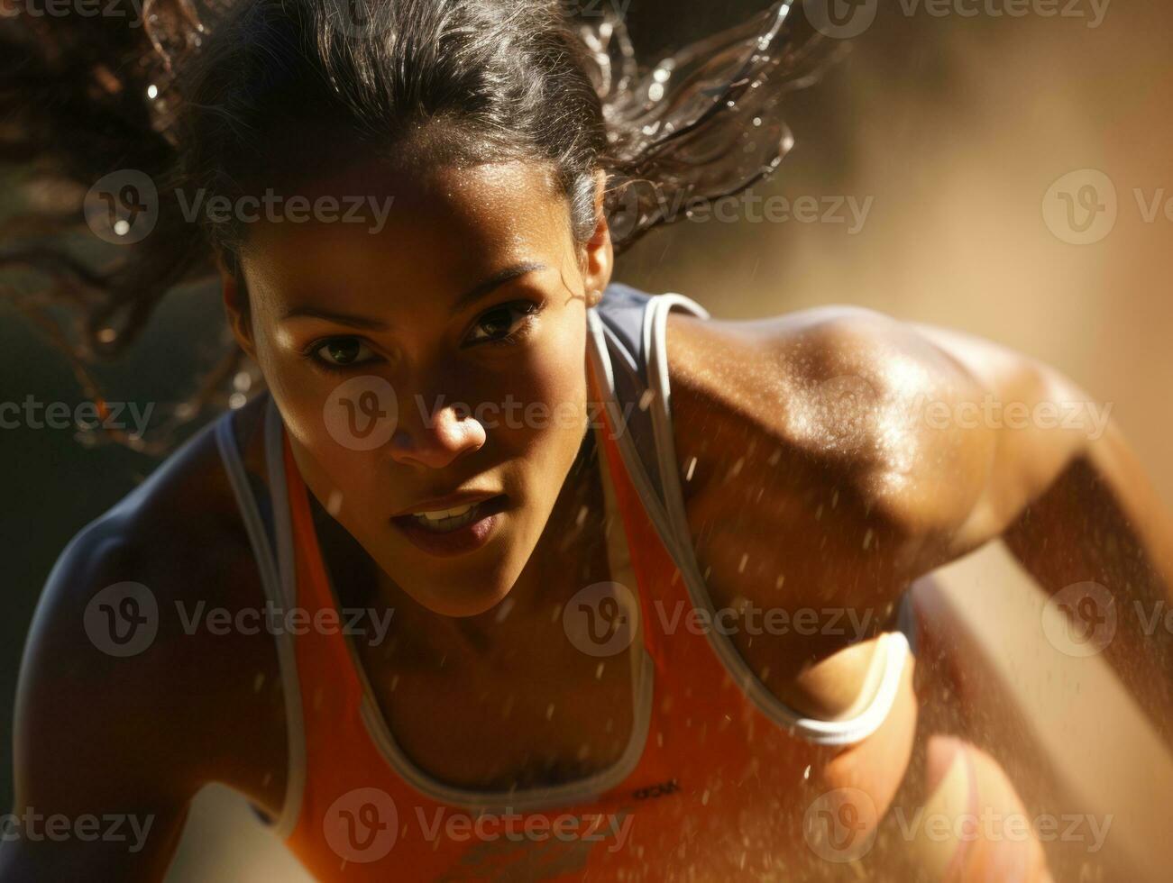 Dynamic Photograph of Female athlete AI Generative photo