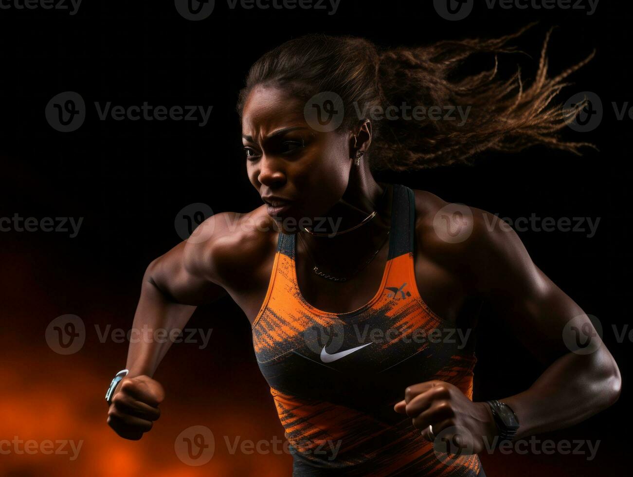 Dynamic Photograph of Female athlete AI Generative photo