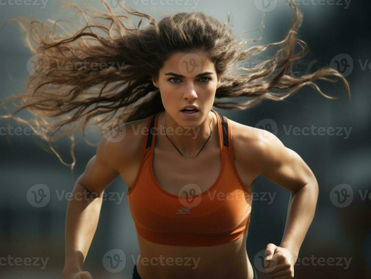 Dynamic Photograph of Female athlete AI Generative photo