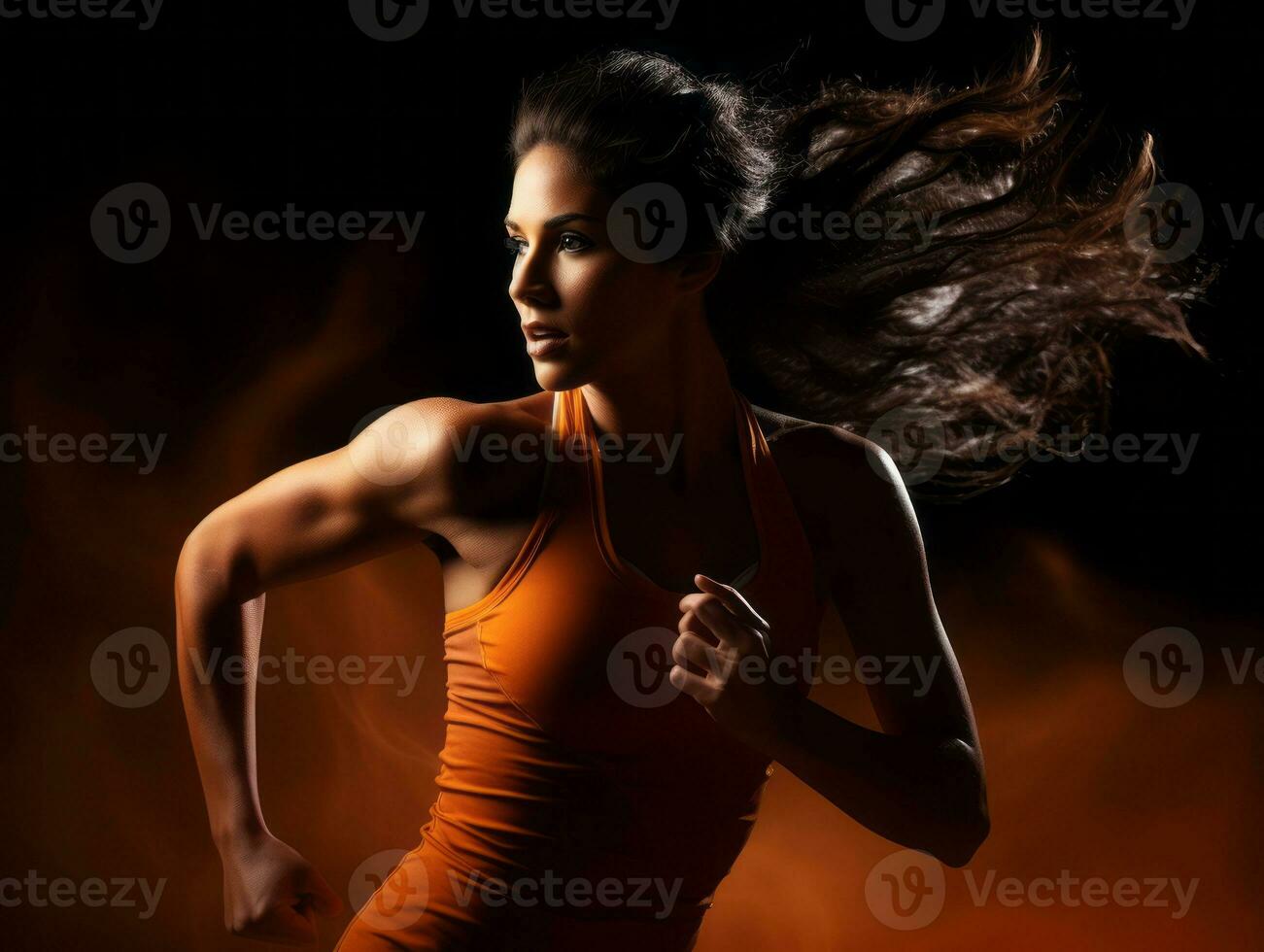 Dynamic Photograph of Female athlete AI Generative photo