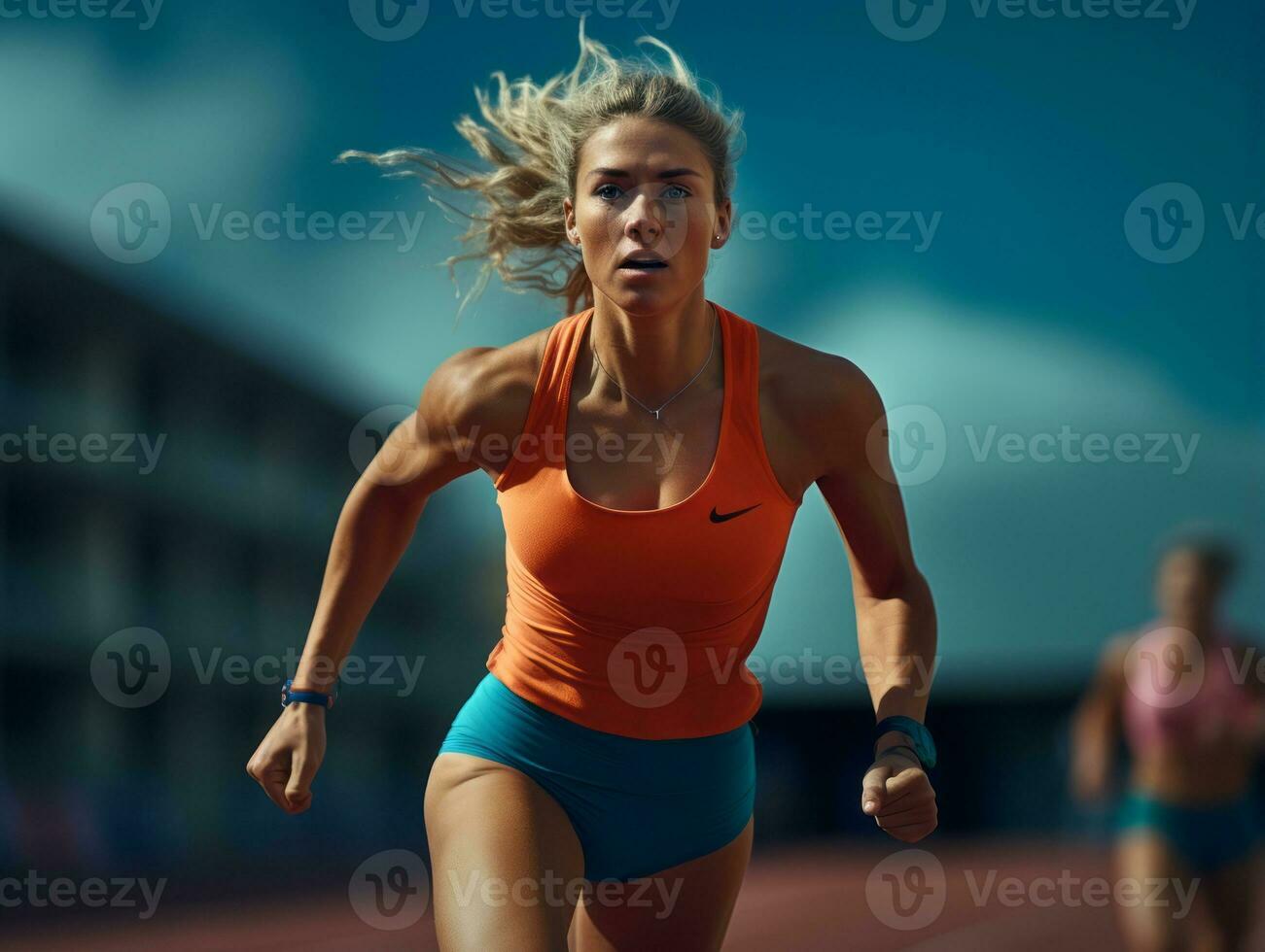 Dynamic Photograph of Female athlete AI Generative photo