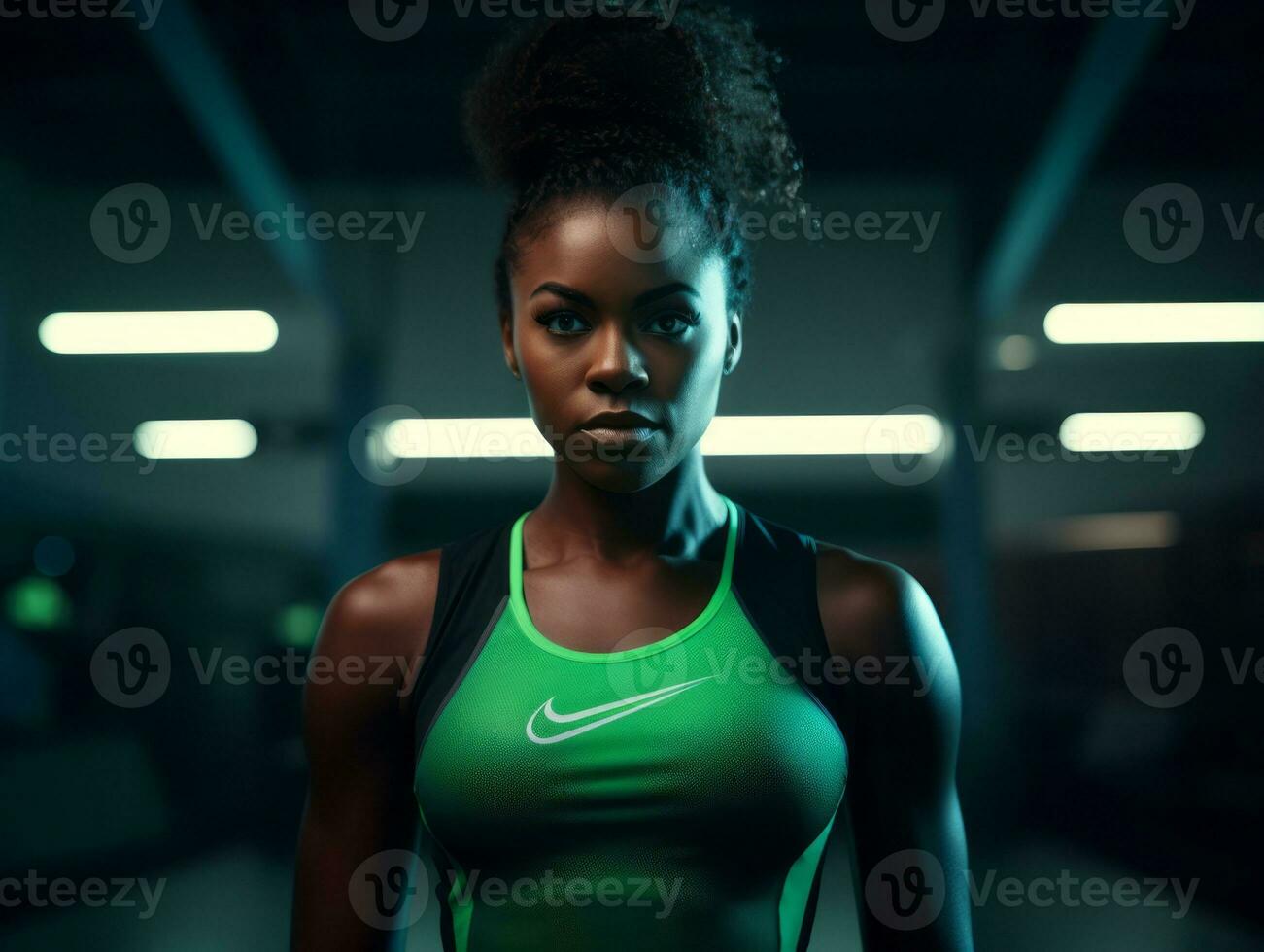 Dynamic Photograph of Female athlete AI Generative photo