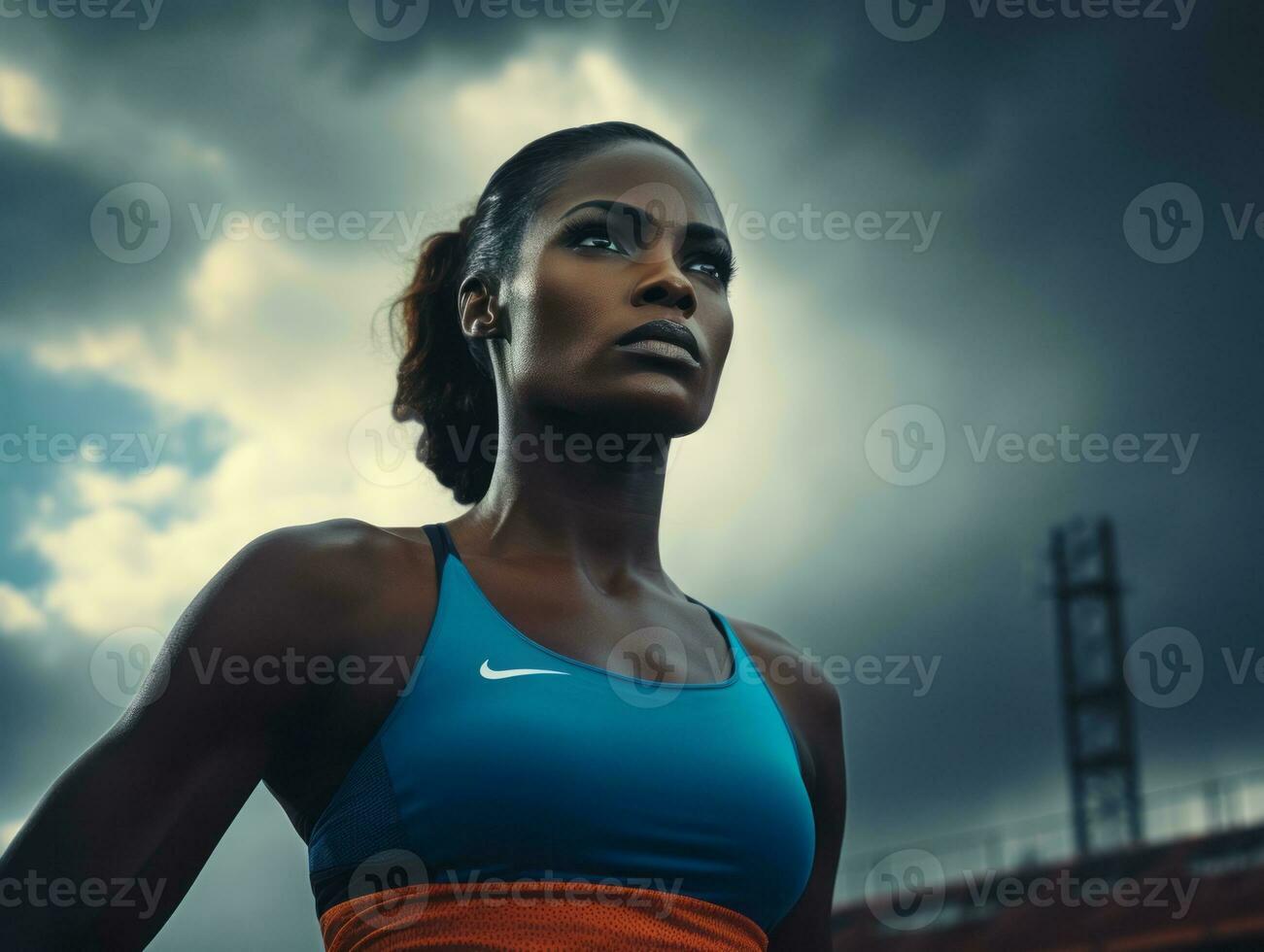 dinámica fotografía de hembra atleta ai generativo foto