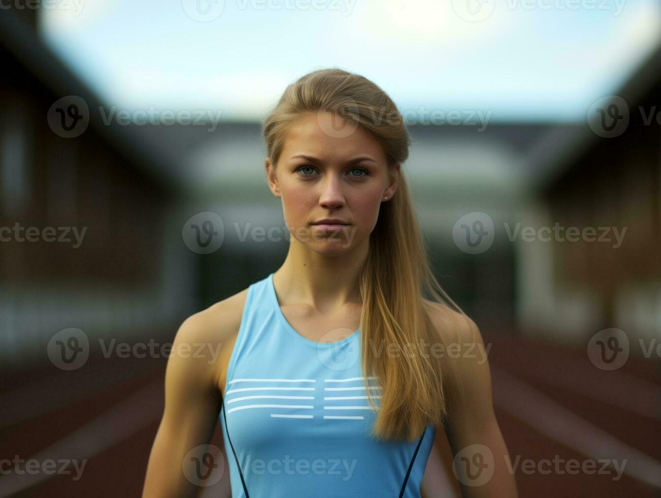 dinámica fotografía de hembra atleta ai generativo foto