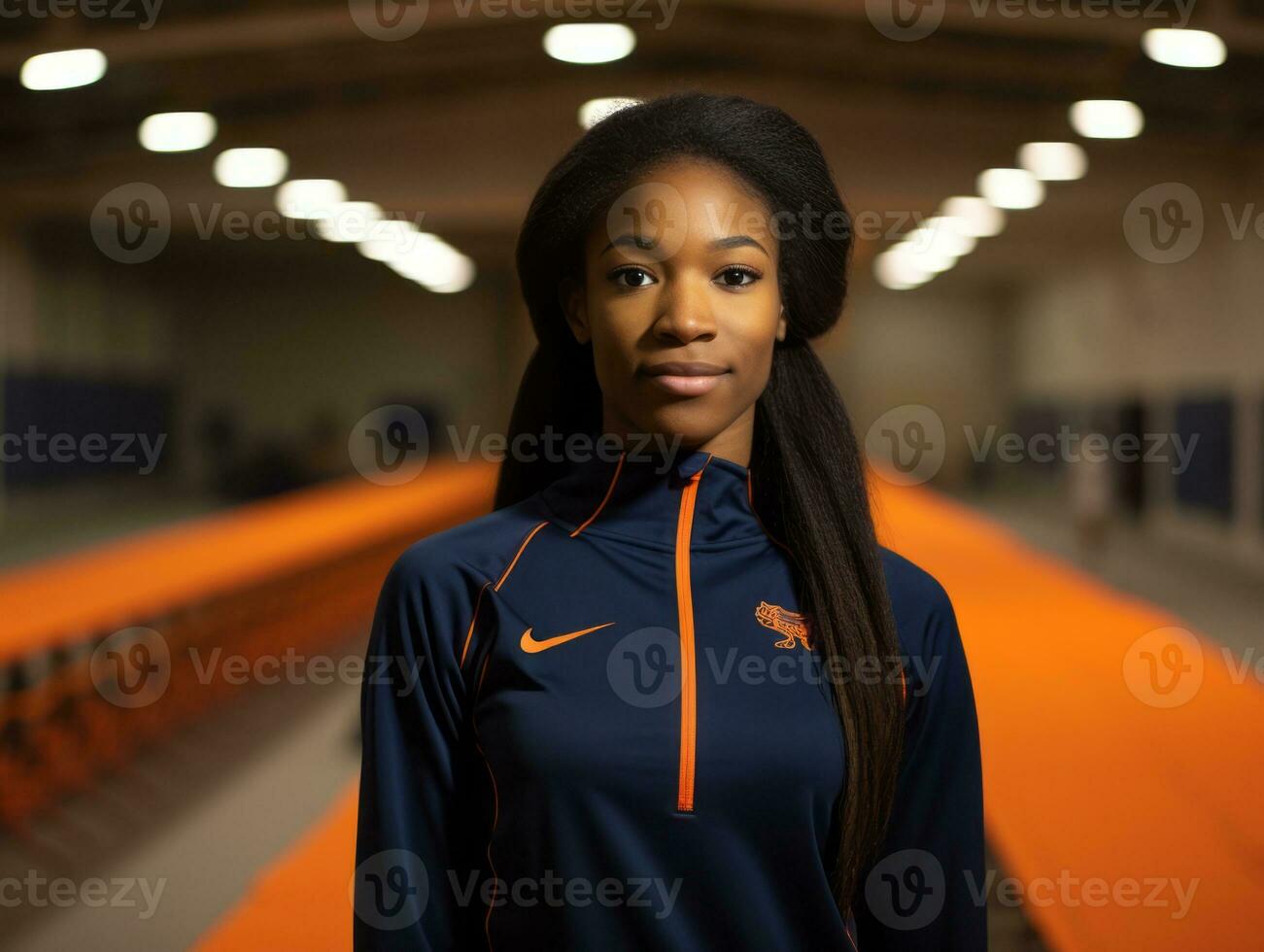 dinámica fotografía de hembra atleta ai generativo foto