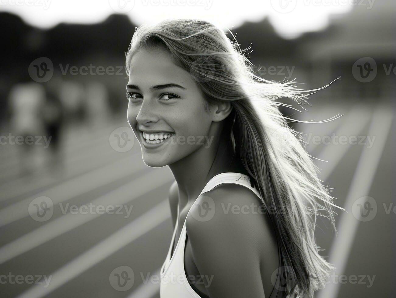 Dynamic Photograph of Female athlete AI Generative photo