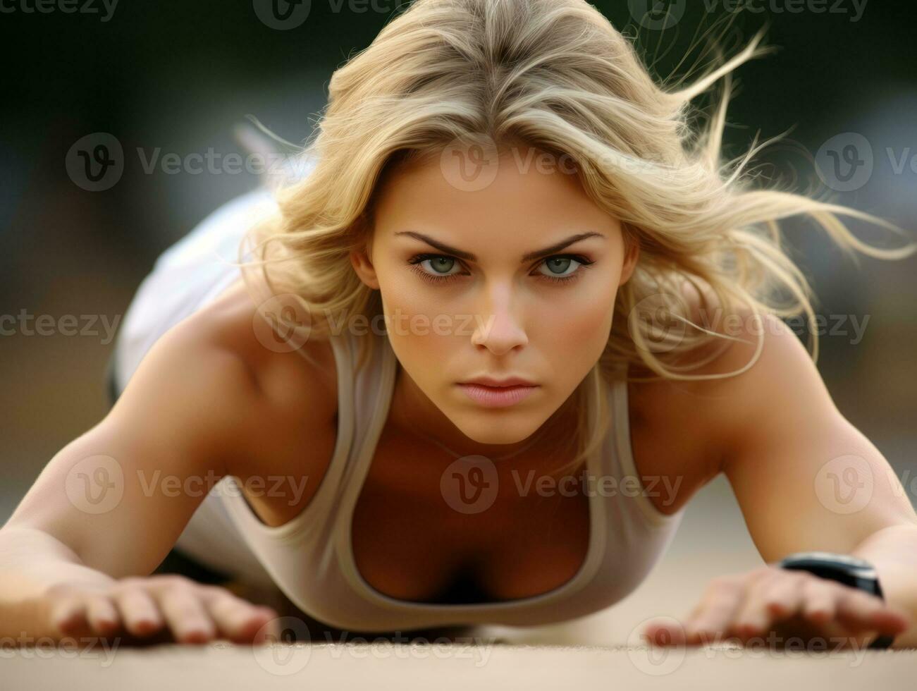 Dynamic Photograph of Female athlete AI Generative photo