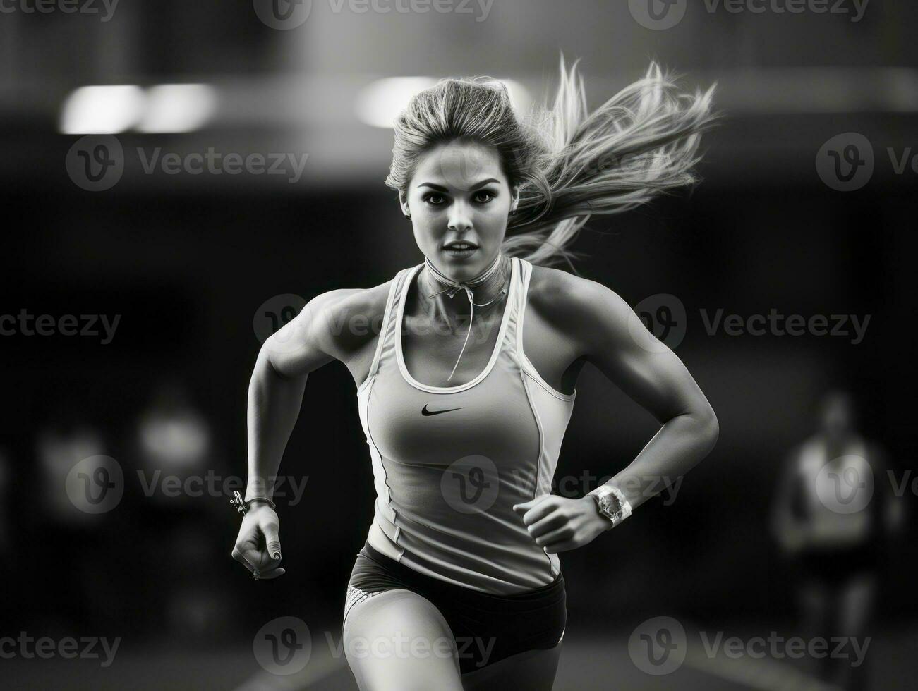 dinámica fotografía de hembra atleta ai generativo foto