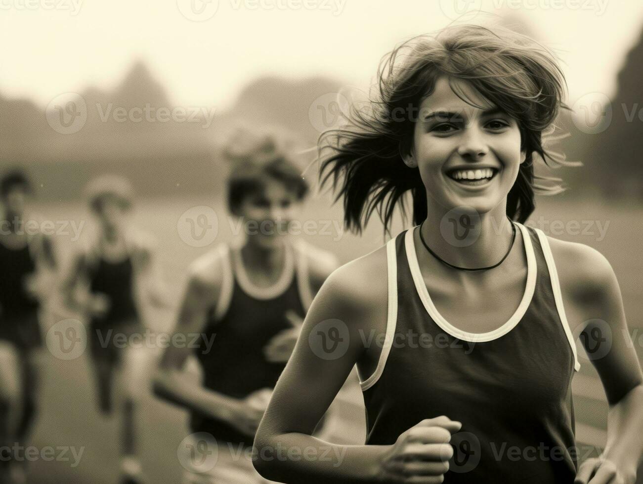 Dynamic Photograph of Female athlete AI Generative photo