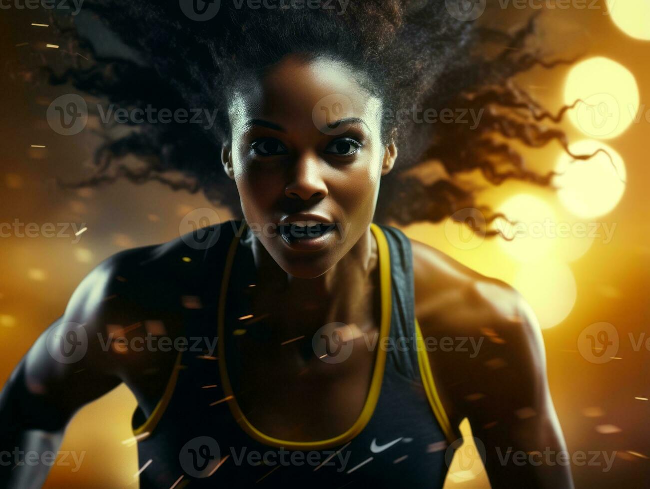 Dynamic Photograph of Female athlete AI Generative photo