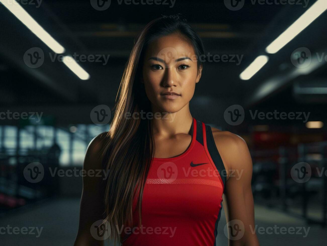 Dynamic Photograph of Female athlete AI Generative photo