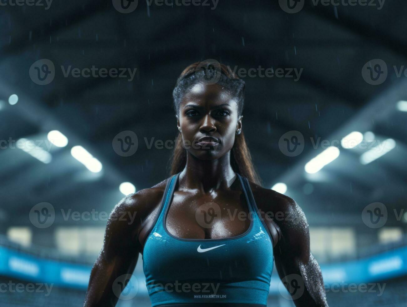 dinámica fotografía de hembra atleta ai generativo foto