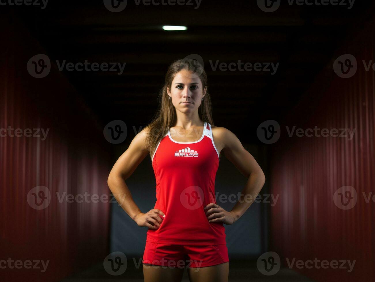 Dynamic Photograph of Female athlete AI Generative photo
