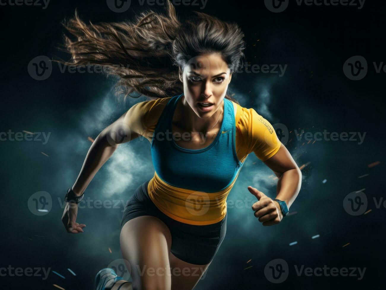 Dynamic Photograph of Female athlete AI Generative photo