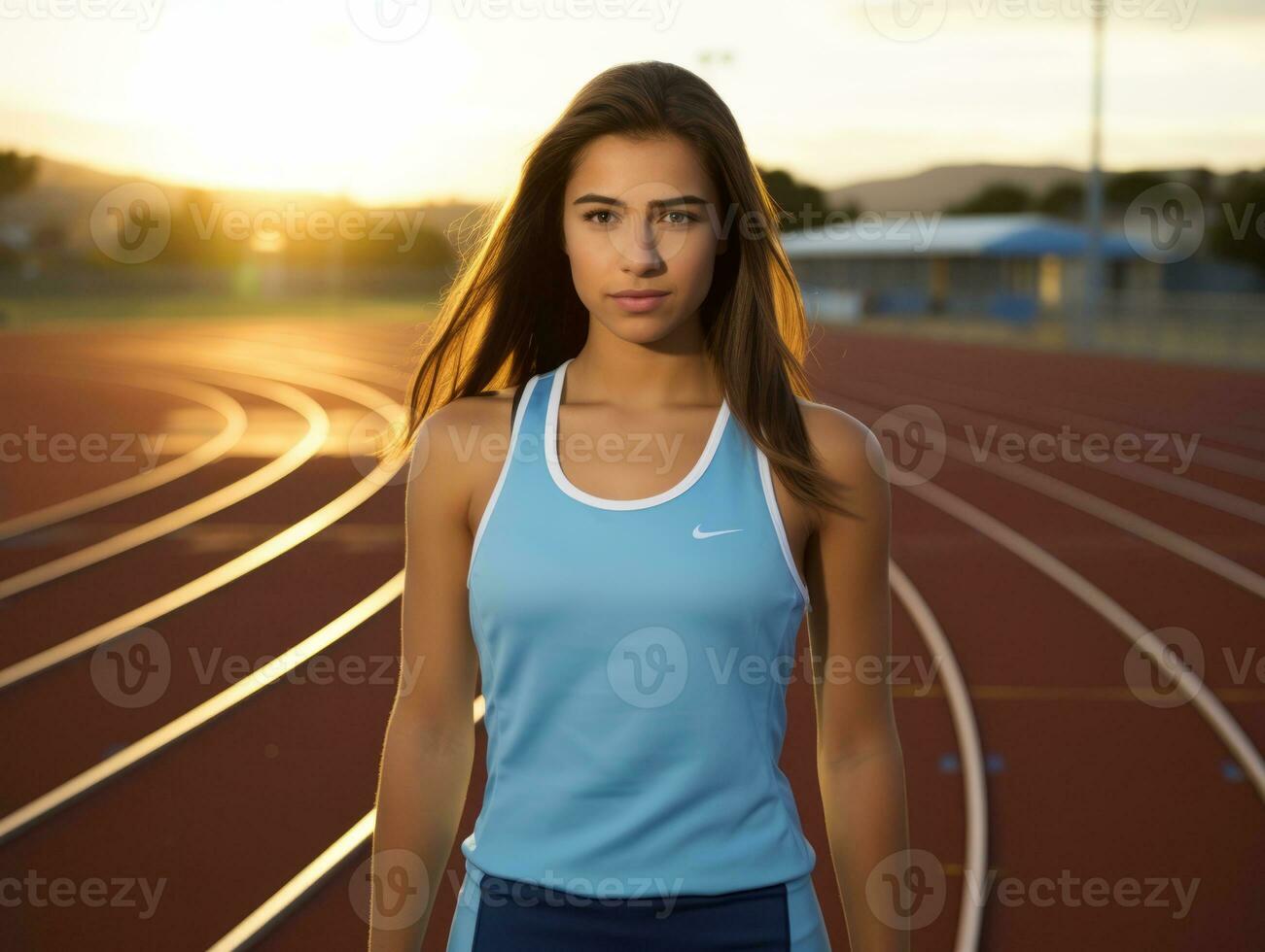 dinámica fotografía de hembra atleta ai generativo foto