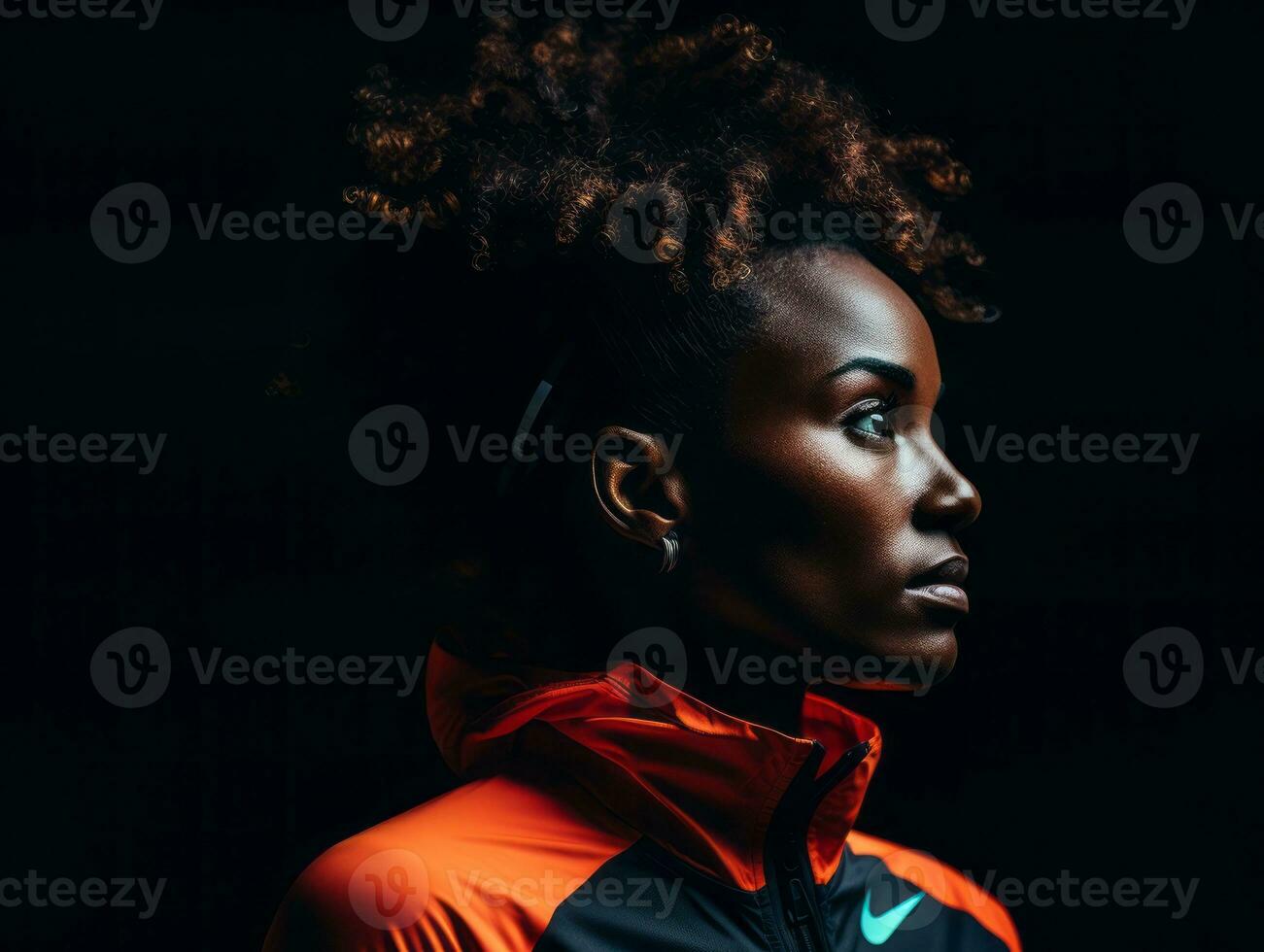 Dynamic Photograph of Female athlete AI Generative photo